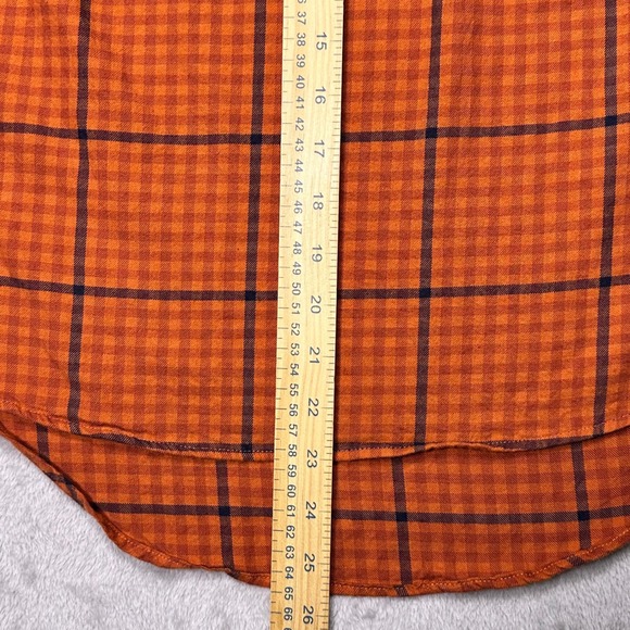 LOFT Burnt Orange Plaid Blouse Women's S Fall Core Rustic Cozy Autumn Top - Picture 8 of 12